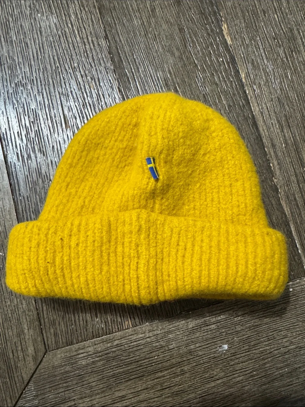 Fjällräven Kånken Logo Beanie Hat Yellow | Custom Shrunk to Infant/Toddler Size